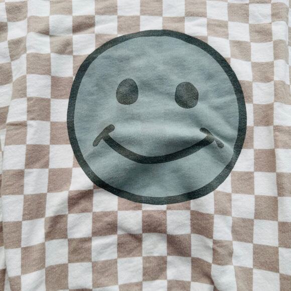 Roe + Cru White Ten Checkered Teal Smiley Face Graphic Print Sweatshirt Size 2T - Picture 4 of 6